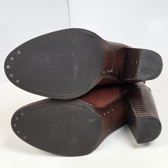 FRYE Lucinda Brown Leather Ankle Booties - Picture 9 of 12
